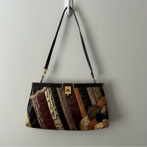 Vintage multicolor patchwork shoulder bag